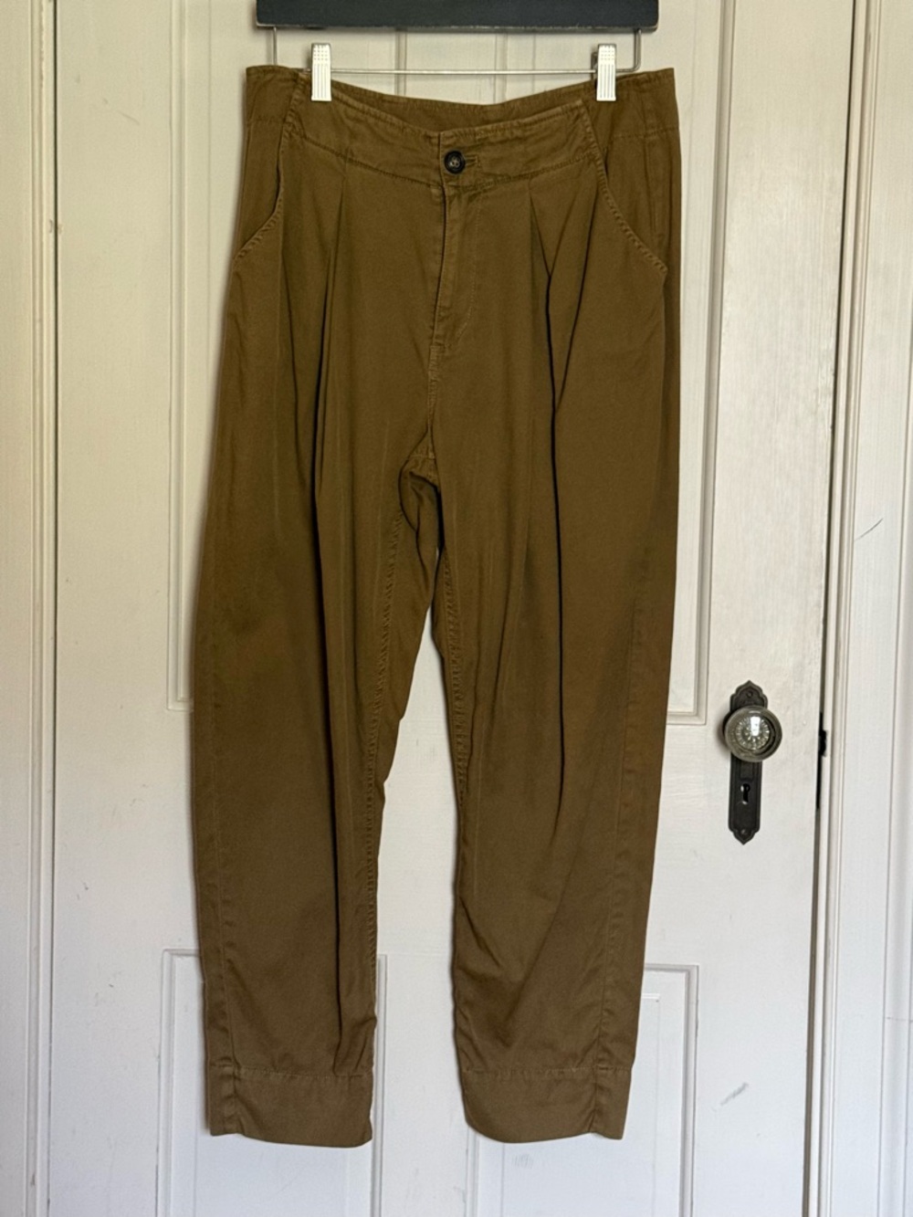 Free People pleated lightweight khaki pants.